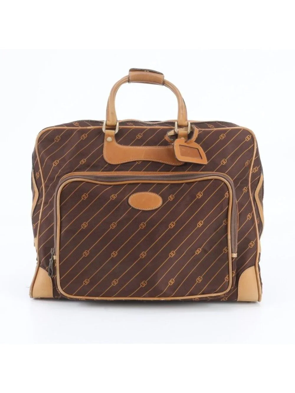 Gucci GG Shooting Star Leather Boston Bag Tote Carry Brown